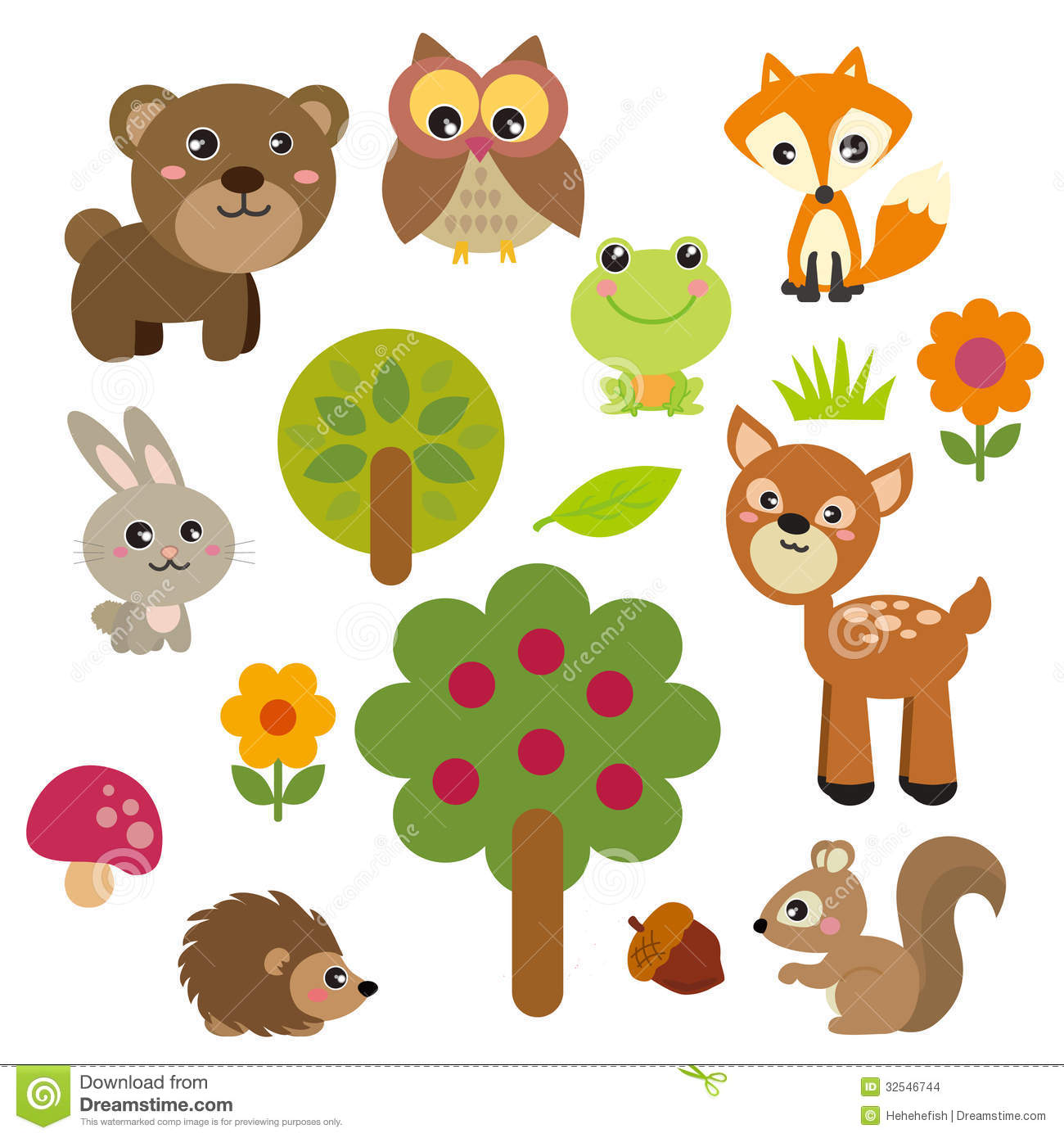Cute Forest Animals Stock Images Image 32546744