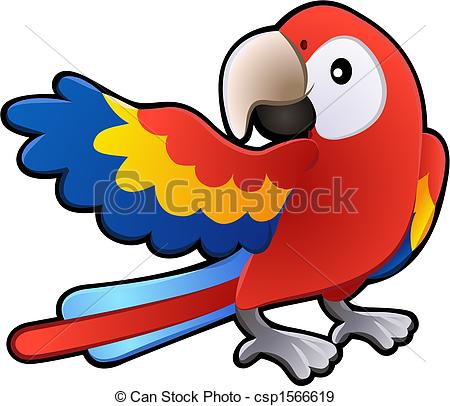 Bird Clip Art: Red Macaw on B