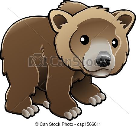 ... Cute Grizzly Brown Bear Vector Illustration - A vector.