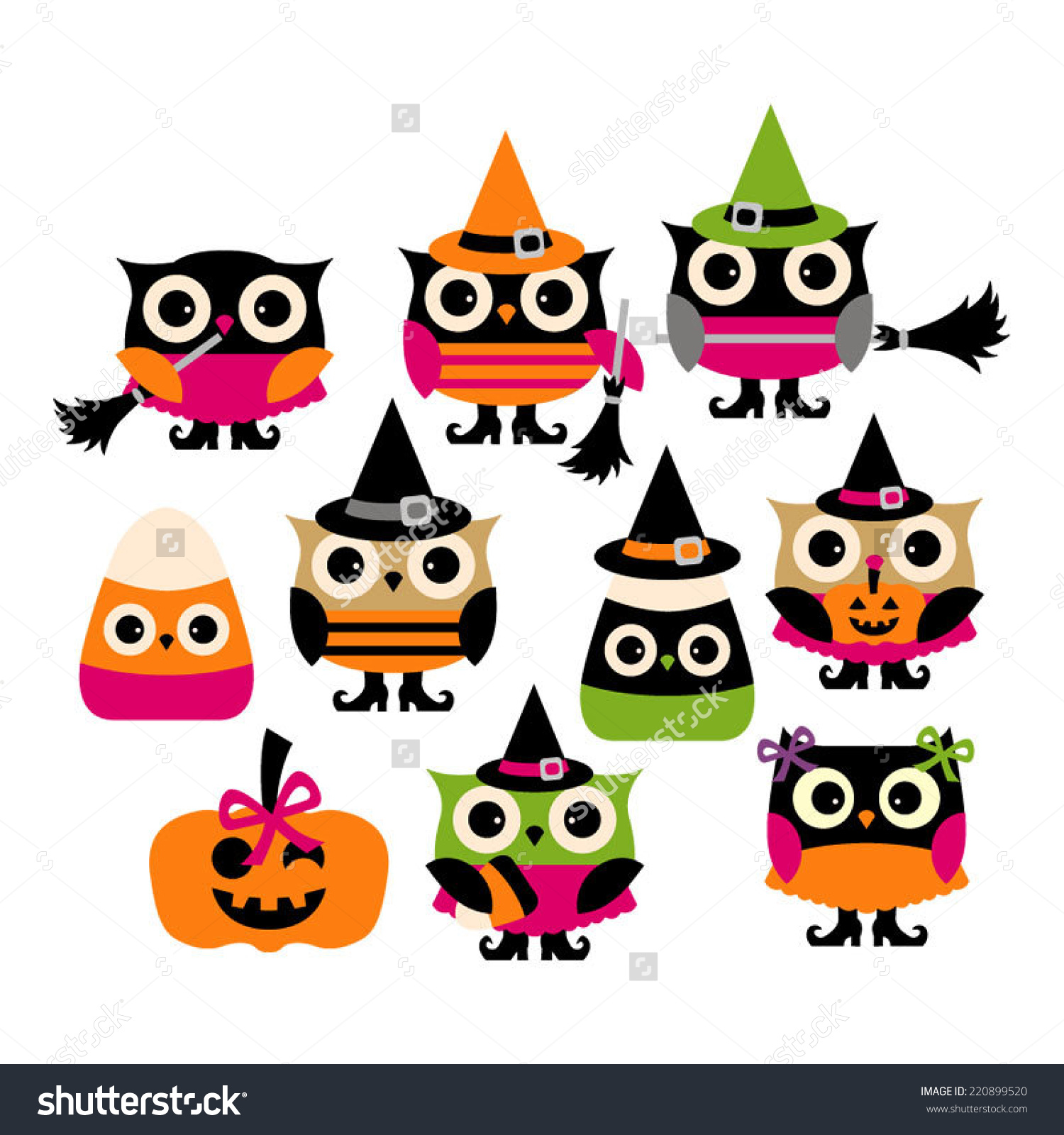 Cute Halloween Owl Vector Clip .