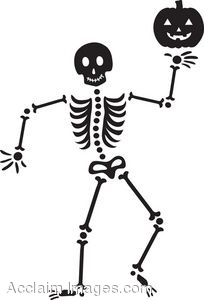Dancing Skeleton On White Bac