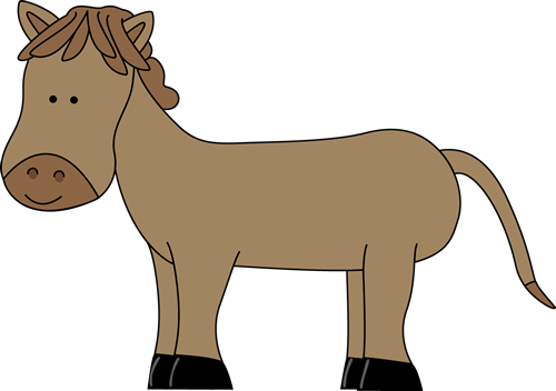 Cute Horse Clip Art Image - cute brown horse with light brown wavy hair.