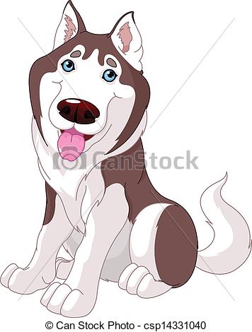 ... Cute husky - Cartoon illustration of Cute husky dog