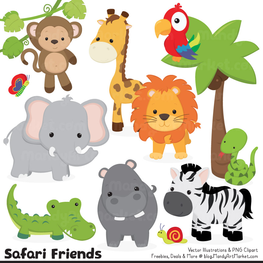 Cute Jungle Animals Clipart - Jungle Animal Clip Art