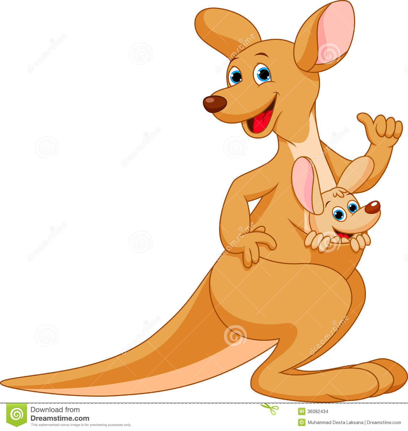 Mother and baby kangaroo .