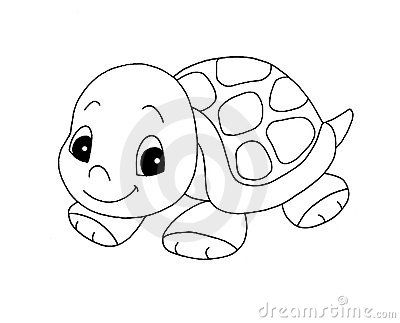 cute little girl turtle clip art | Black And White - Cute Turtle Royalty Free Stock