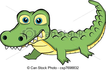 ... Cute Looking Crocodile - Vector Illustration of a Cute.