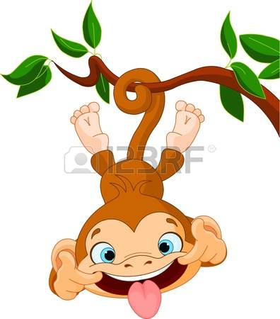cute monkey: Cute baby monkey hamming on a tree Perfect for April Fools