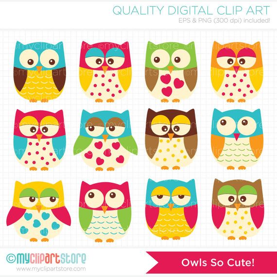 Cute Owls Clip Art / Digital Clipart - Instant Download on Etsy, $3.99
