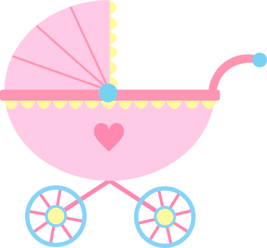 Cute Pink Baby Carriage - Free Clip Art
