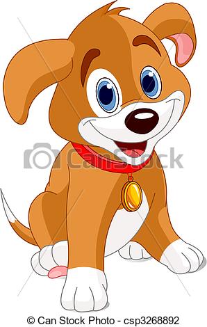 Cute Puppy - Vector illustration of a cute puppy, wearing a.