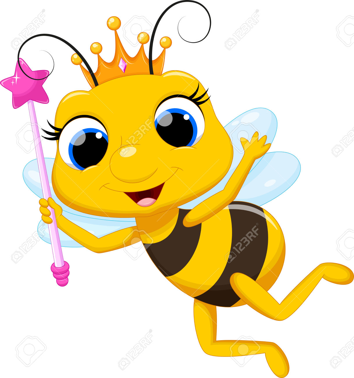Cute queen bee cartoon Stock .