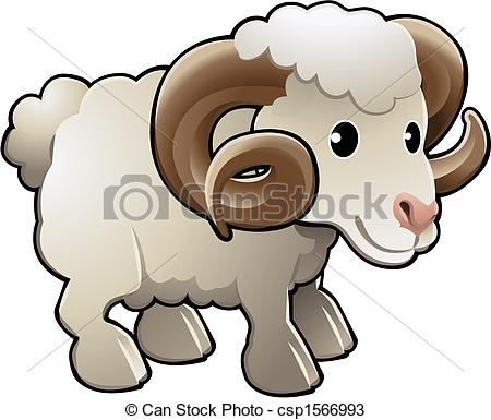 ... Cute Ram Sheep Farm Animal Vector Illustration - A cute ram.