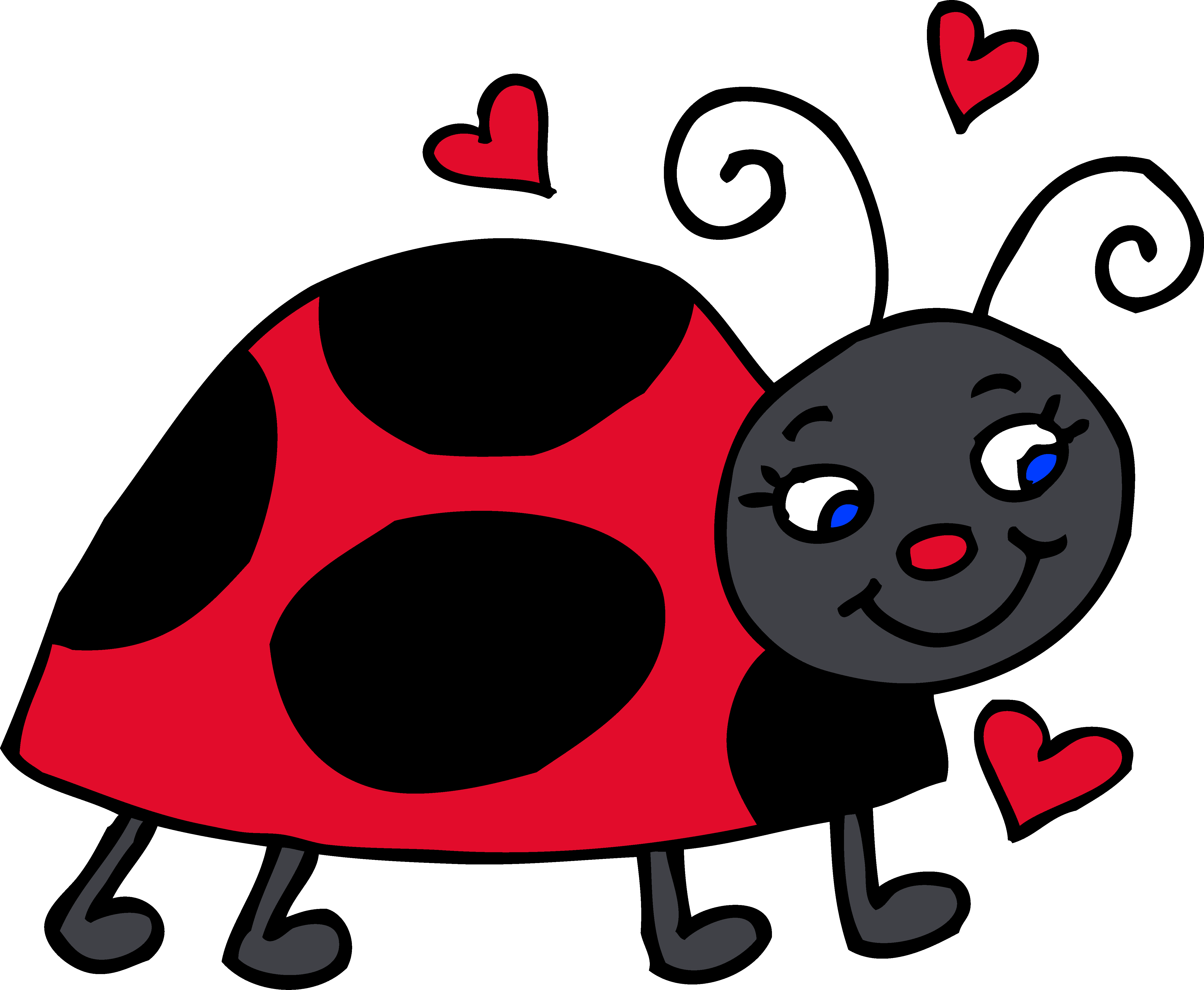 Cute Red Ladybug With Hearts - Free Clip Art