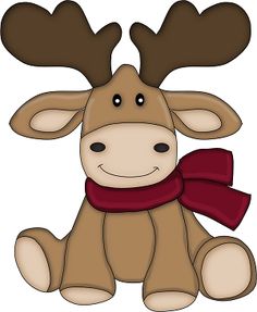 Cute Reindeer Clipart Line Art. Reindeer decorated Christmas .
