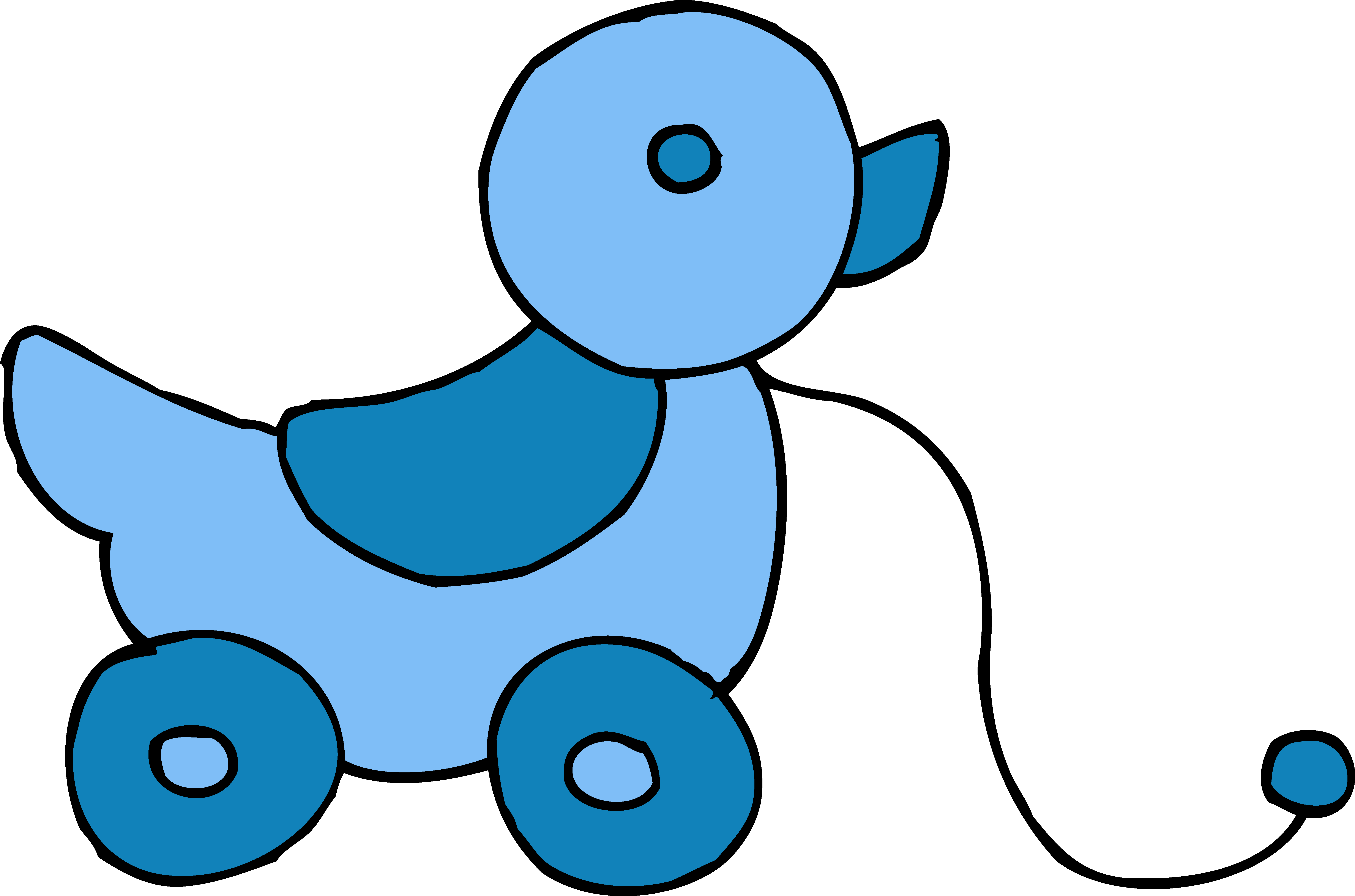 Cute Rolling Blue Ducky Toy - Free Clip Art