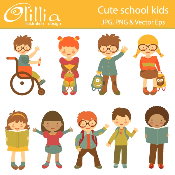 Cute School Kids. Adorable School Clipart For .