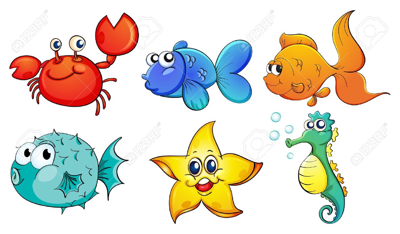 cute sea creatures: . - Sea Life Clipart