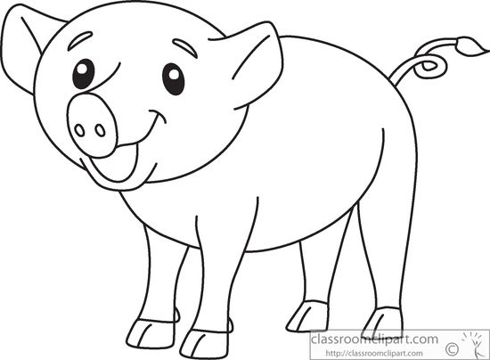 cute-smiling-pink-pig-clipart - Pig Clipart Black And White