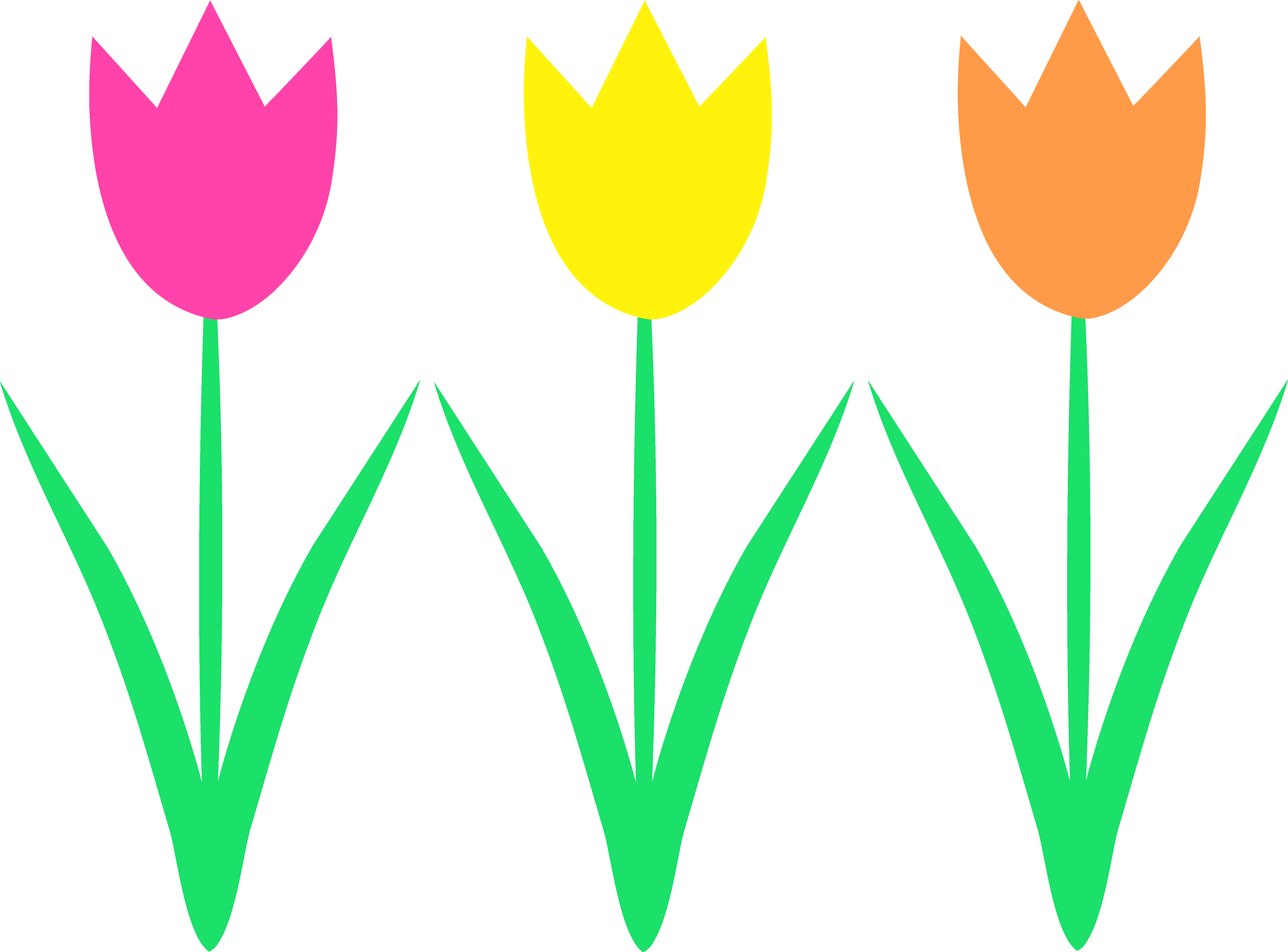 Cute Spring Tulips Design - Free Clip Art