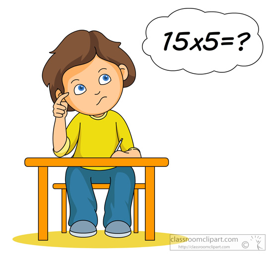 Cute student thinking clipart