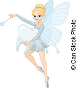 ... Cute Tooth Fairy flying with Tooth - Illustration of a cute.