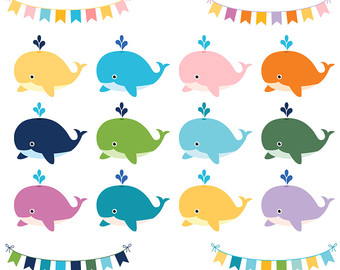 Cute whales clipart, Colorful whales clip art, Baby shower whale, Digital scrapbook whales, Whale graphics, Whale baby shower clipart