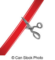 ... cutting ribbon - illustration of cutting ribbon on white... ...