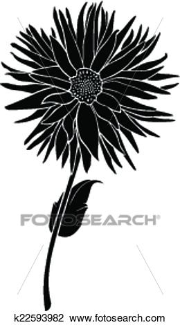 Clipart - Dahlia flower silhouette. Fotosearch - Search Clip Art,  Illustration Murals, Drawings