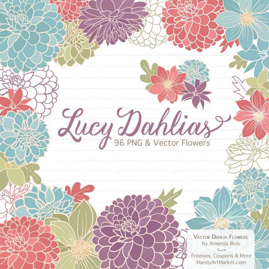 Vintage Dahlia Clipart - Dahlia Clipart