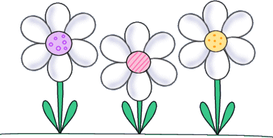Daisies Clip Art Image - white daisies with pastel centers.