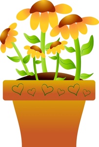 Daisies Clipart Image Potted Flowers Pretty Yellow Daisies