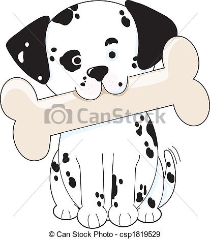 ... Dalmatian with Bone - Cut - Dalmation Clip Art