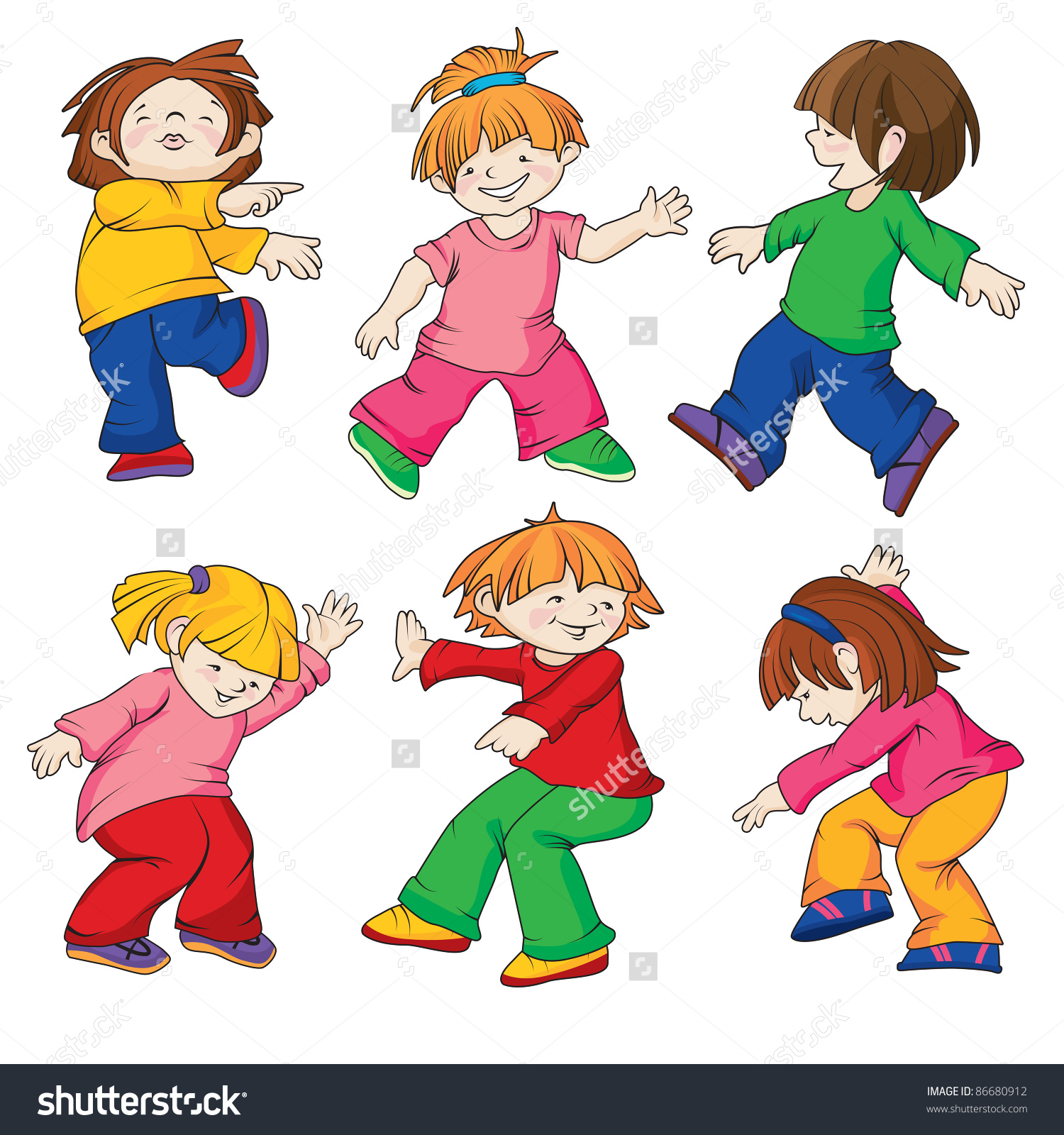 dancing children , all detail - Kids Dancing Clipart