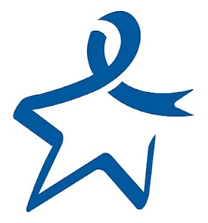 Dark blue ribbon: Colon cancer awareness