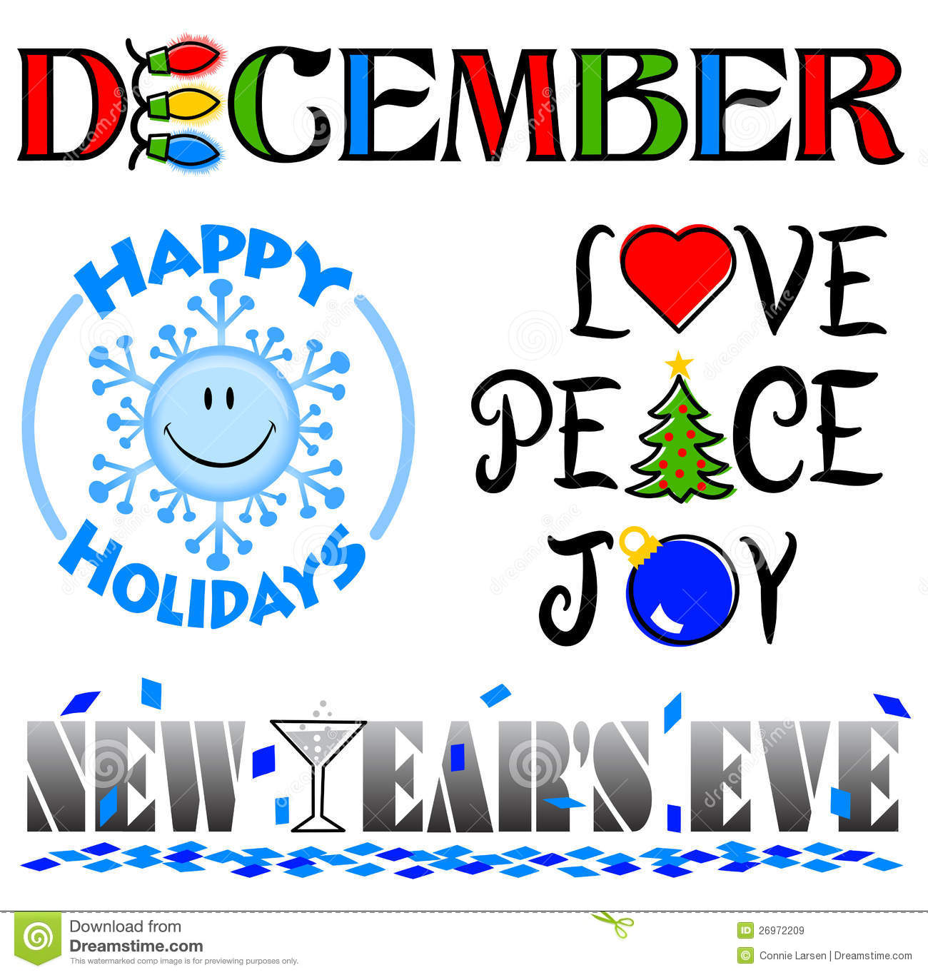 December Events Clip Art Set  - December Clipart Free