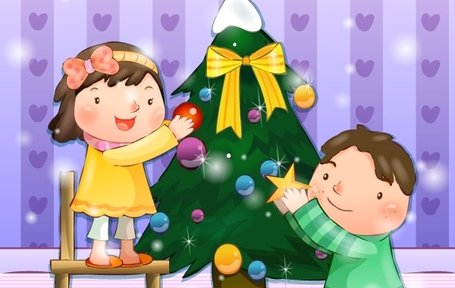 . ClipartLook.com Boy and Girl decorate the Christmas tree