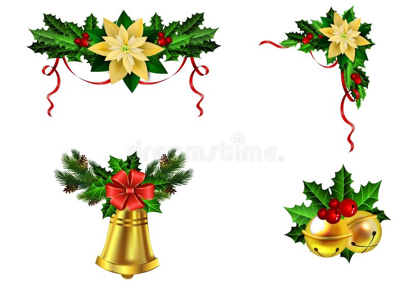 Download Christmas Decoration Evergreen Trees And Bell Stock Vector -  Illustration of decorate, clipart: