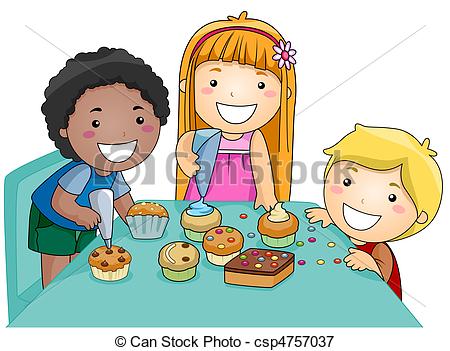 Kids Decorating Cupcakes - csp4757037