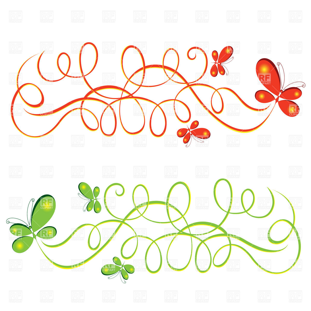 Abstract curly line decoration with butterfly Vector Image u2013 Vector Artwork  of Design elements © dvarg Click to Zoom