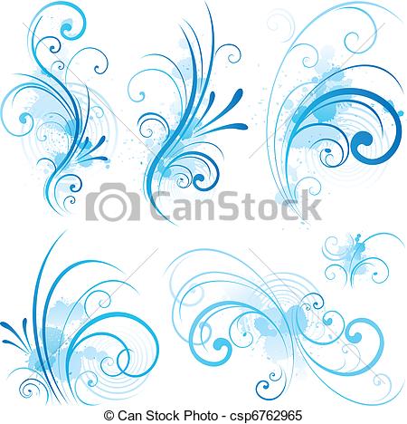 Blue Decorative Swirl Clip Ar