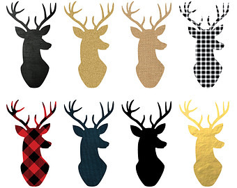 Deer Head Silhouette Digital Clipart - 8 Pieces for Personal u0026amp; Commercial Use - INSTANT DOWNLOAD