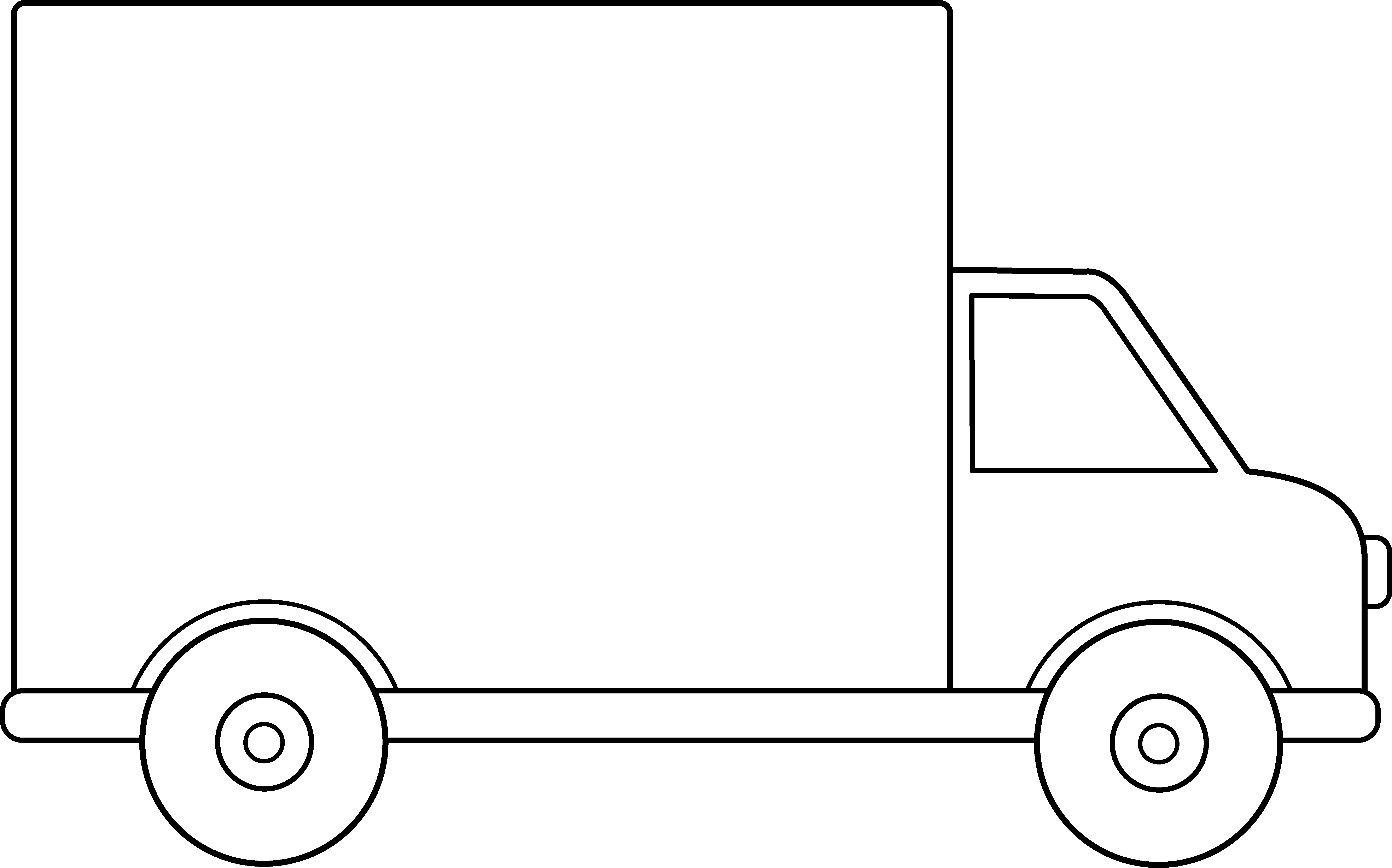 Delivery Truck Line Art - Free Clip Art