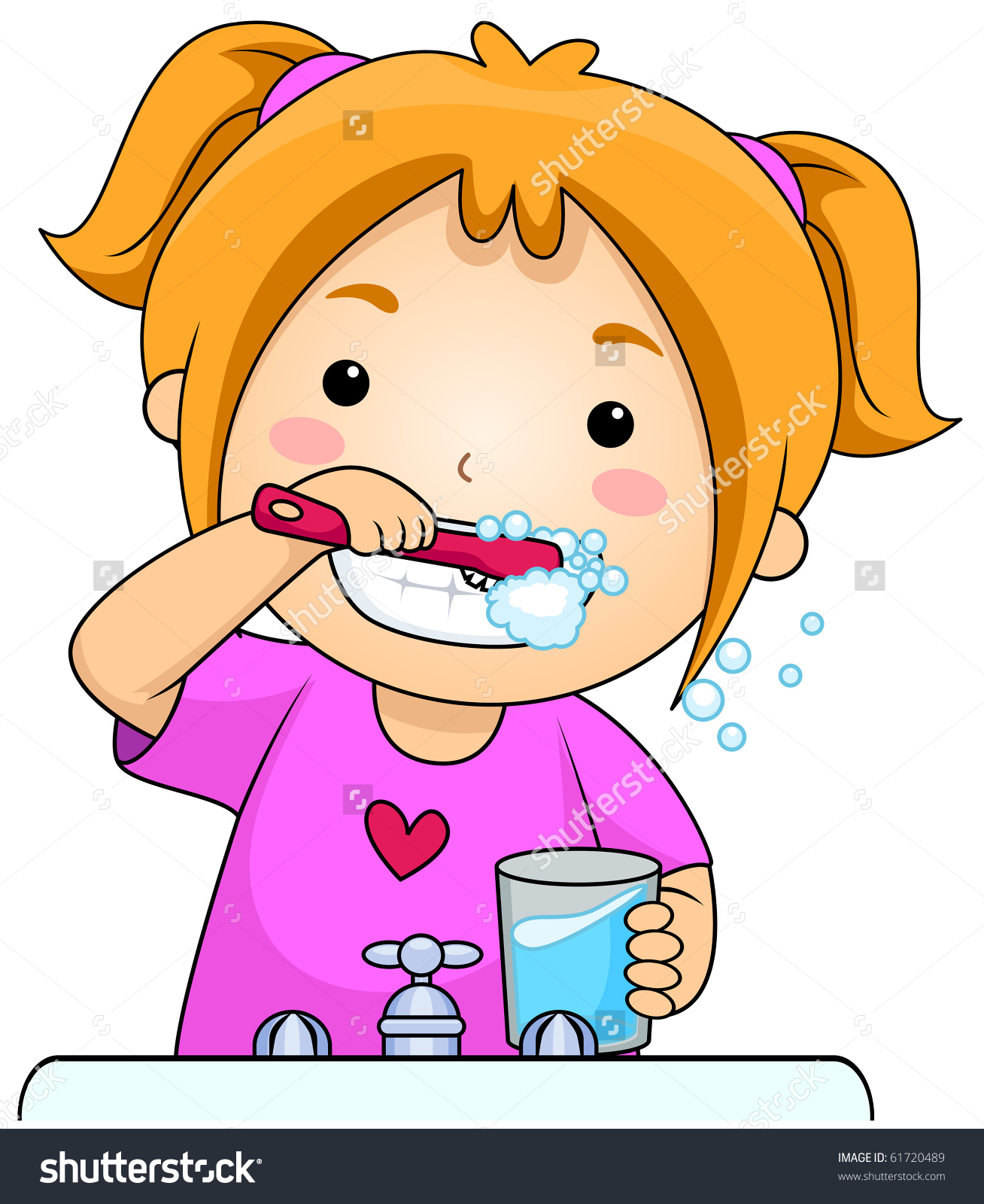 Dental Girl Brushing Teeth 1030 Classroom Clipart. Save to a lightbox