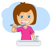 Girl Brushing Teeth Clipart C