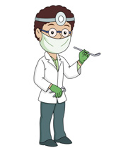 Dentist wearing mask holding tools clipart. Size: 72 Kb