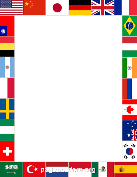 Description. A border featuring international flags ...