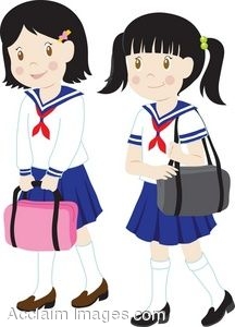 Description Clip Art Of Girls In School Uniforms Clipart