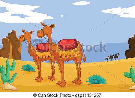 camels in desert - csp11431257