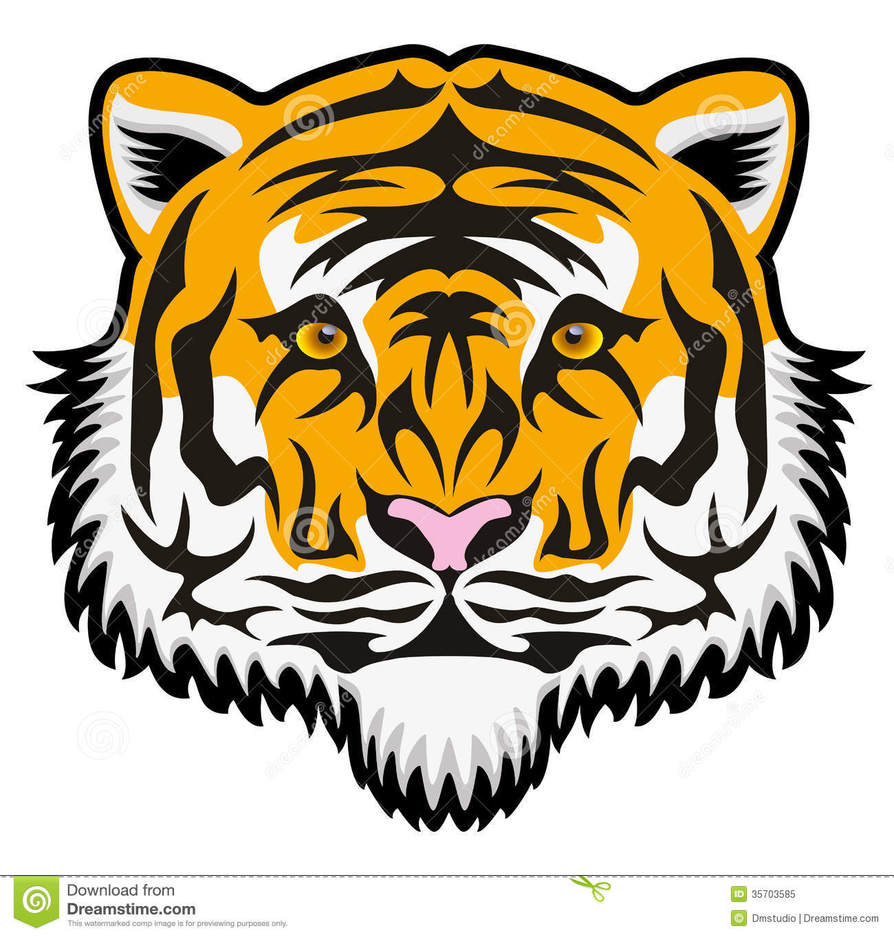Detailed Tiger Head Clip Art. - Tiger Head Clip Art